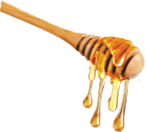 Honey stick pouring golden honey